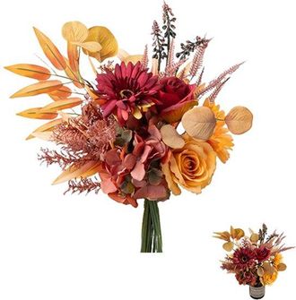 OEM Decoraci&oacute;n De Oto&ntilde;o, Flores Artificiales, Ramo De Flores Artificiales, Arreglos Florales De Seda, Flores Artificiales Para Oto&ntilde;o, Ramo, Naranja