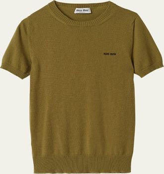 Miu Miu Short-Sleeve Cashmere Sweater