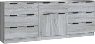 vidaXL Aparador de 3 piezas madera contrachapada gris Sonoma Vidaxl