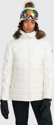 Roxy Womens Roxy Quinn Insulated Snow Jacket Egret Full Zip Faux Fur GBO1344