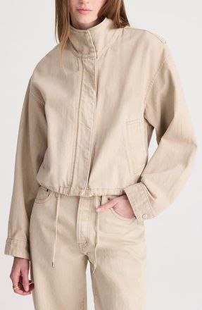 Madewell Denim Crop Field Jacket in Faded Khaki at Nordstrom, Size Xx-Large