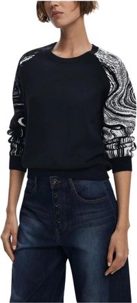 Desigual Zwarte Gebreide Trui voor Herfst/Winter Seizoen - Dames - Ronde hals truien - Zwart - XS - Polyester - Truien & Vesten