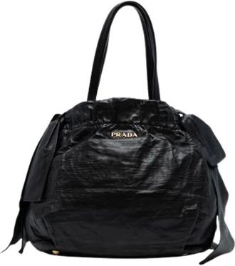 Prada Pre-owned Bucket Bags, female, Black, Size: ONE SIZE Pre-owned Leather Bucket Bag