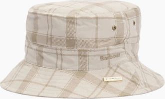 Barbour Mens Barbour Tartan Transport Bucket Hat BE31 Mist Printed Tartan - White - Size: L