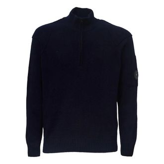 C.P. Company C.p. Company - Wollen coltrui met halve rits - Heren - Truien - Blauw - Maat: L Wol