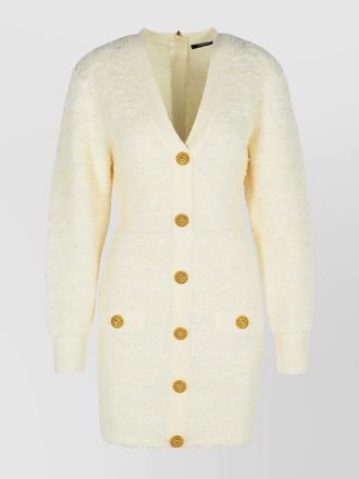 Balmain wool blend dress v-neckline long sleeves