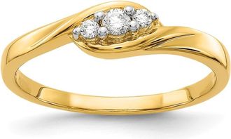 Diamond2Deal 14k Gold Lab Grown Diamond 3-Stone Wedding Band Ring 1/10Ct Clarity- VS Color- G-H
