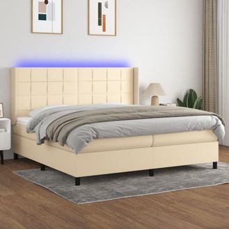 vidaXL Vidaxl - Cama Box Spring Colch&oacute;n Y Luces Led Tela Crema 200x200 Cm