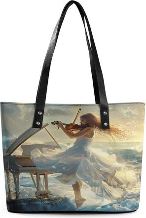 Generic Piano Sea Tote Bags for Women Cute Shoulder Purses Handbags