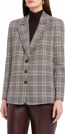 Alice & Olivia Michael Plaid Boxy Blazer In Black Off