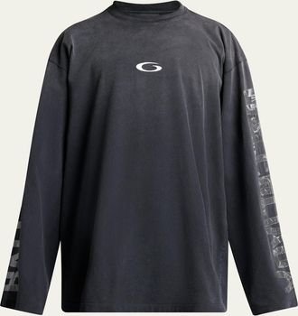 Balenciaga Mens Security Tape Oversized Long-Sleeve T-Shirt