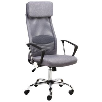 Beliani Beliani - Silla De Oficina Ejecutiva De Malla Gris Altura Ajustable Con Elevador De Gas Giratoria Y Reclinable Pioneer