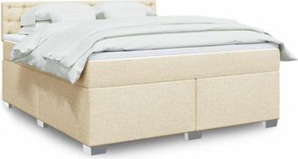 vidaXL Cama Box Spring Con Colch&oacute;n Tela Color Crema 180x200 Cm Vidaxl