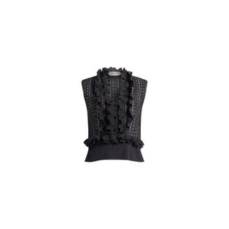Alberta Ferretti Guipure Lace Sleeveless Top - female - Alberta Ferretti - Sleeveless Tops - Black - L - Tops