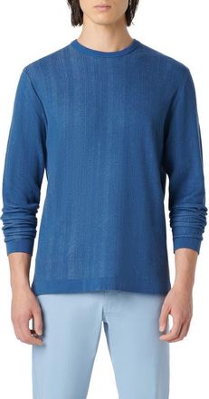Bugatchi Cotton & Silk Crewneck Sweater in Slate at Nordstrom, Size Xx-Large