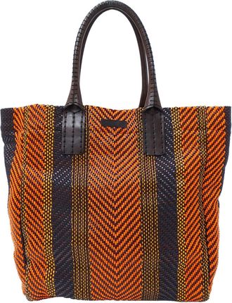 Burberry Brown Multi-Color Leather Handbag Tote Bag (Pre-Owned)
