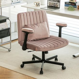 STILVORA Silla De Oficina Fauteuil De Oficina Giratoria, Altura Regulable, Reposabrazos Abatibles, Tela De Terciopelo Rosa