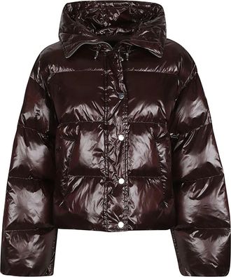 Pinko Pinko, Jassen, Dames, Bruin, XS, Leer, Impasto Down Jacket