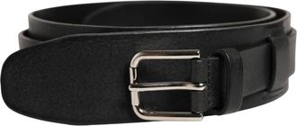 Dolce & Gabbana Men Black Classic Leather Metal Buckle Mens Belt