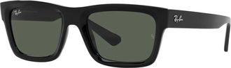 Ray-Ban Rechthoekige zonnebril met groene lenzen - unisex - Zonnebrillen - Zwart - 57 MM - Accessoires