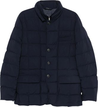 Fay Navy Blue Quilted Double-Front Duck Down Jacket