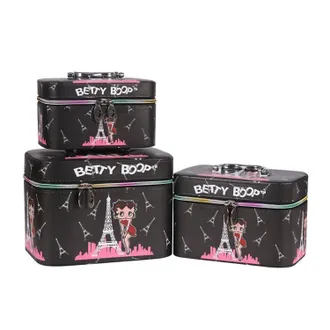 Betty Boop Womens Cosmetic Bag Set In Black