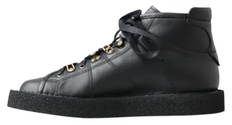 Dolce & Gabbana Black Leather Slip on Stretch Mens Boots
