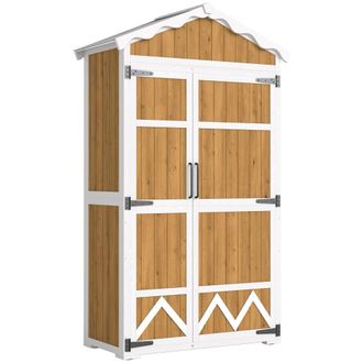 OUTSUNNY Armario de jard&iacute;n 105x55x179 cm madera natural