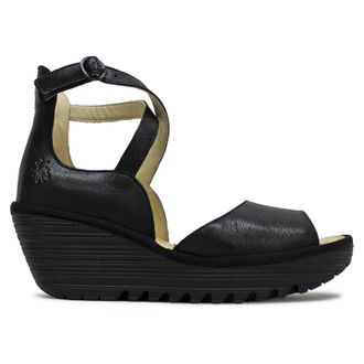 FLY London YESS476FLY Mousse Leather Womens Comfort Sandals - Black - Size:UK 6