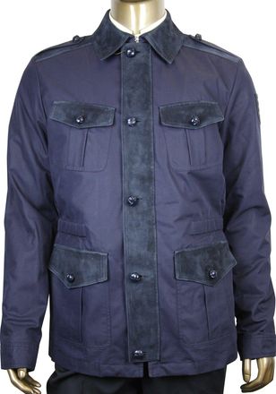 Gucci Mens Washed Gabardine Midnight Blue Cotton / Polyester Jacket