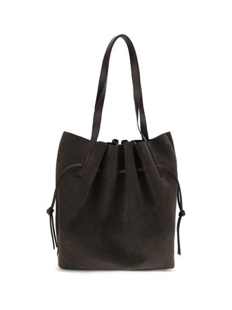 Yuzefi Womens Shoulder Bag Scallop Suede Ganache