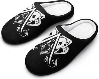Generic A Poker Player Mens House Slippers Memory Foam Washable Cotton Slip on Home Shoes