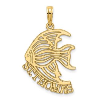 Diamond2Deal 14k Yellow Gold Polished ST. THOMAS Angelfish Charm