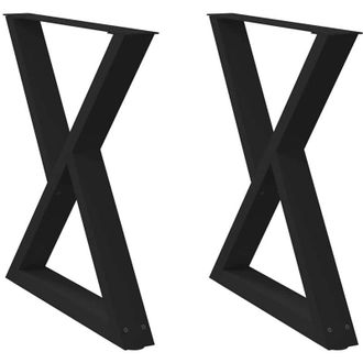 vidaXL Patas Para Mesa De Comedor (2 Unidades), Color Negro, 70 X 72-73,3 Cm, Acero Vidaxl