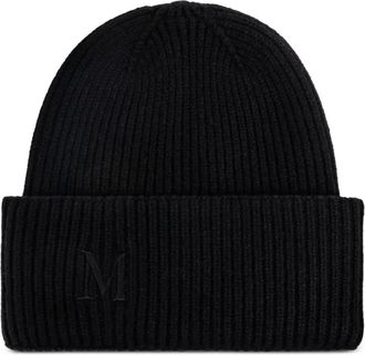 Max Mara Mmretina ribbed-initial beanie hat - women - Cashmere - One Size - Black