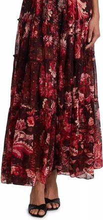 Hemant & Nandita Aafa Long Maxi Dress In Red Beige