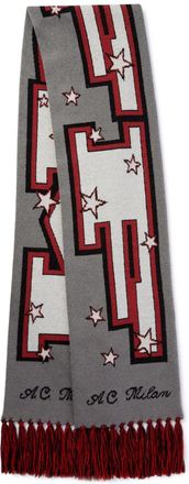 Off-white x AC Milan intarsia-knit scarf - men - Acrylic/Wool - One Size - Grey
