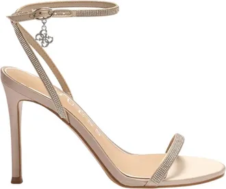 Guess Schoenen, Dames, Beige, 39 EU, Katoen, Charmer Strass Sandalen