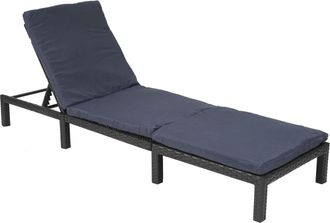 Hhg Hhg - Nunca Usado] Tumbona De Polirrat&aacute;n 605, Tumbona Relax De Jard&iacute;n, Basic Antracita, Cojines Grises
