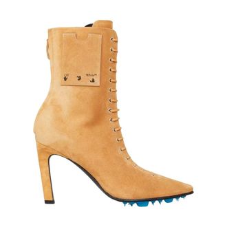 Off-white Heeled Boots, female, Beige, Size: 8 US Lace-Up Ankle Boots