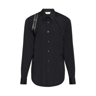 Alexander McQueen Overhemden, Heren, Zwart, 2Xl, Katoen, Logo Harness Shirt