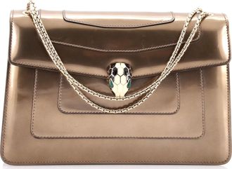 Bulgari Serpenti Forever Shoulder Bag Metallic Leather Medium
