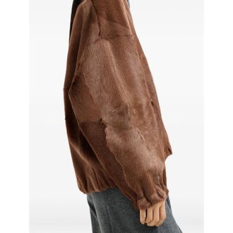 Brunello Cucinelli Cashmere Shearling Bomber Jacket - Brown