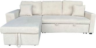 Concept Usine Sof&aacute; esquinero cama de 4 plazas con ba&uacute;l de terciopelo beige