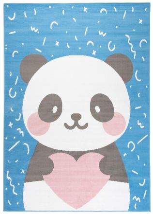 Tapiso Alfombra para niños azul rosa blanco panda fina 160 x 220 cm