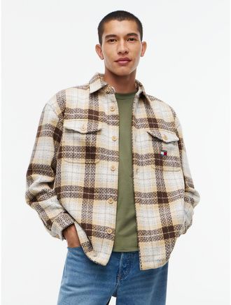 Tommy Hilfiger Mens Tommy Jeans Check Overshirt - Sandy Beige - XL