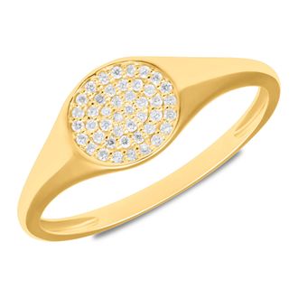 MAX + STONE 14k Yellow Gold Lab Grown Diamond Signet Ring