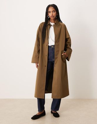 Asos Trench taglio lungo kaki-Marrone