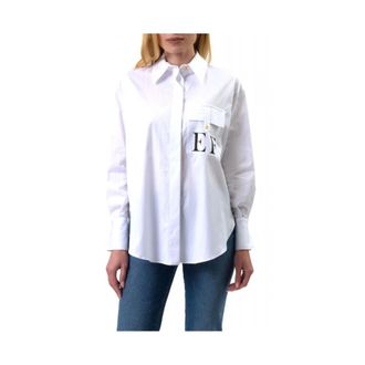 Elisabetta Franchi Dames, Blouses & Shirts, Wit, Maat: M Katoen