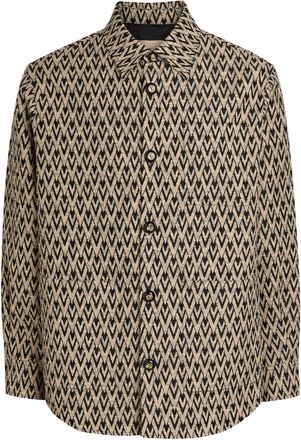 Valentino Garavani Chevron Cotton and Silk-blend Overshirt - Beige - 52 (IT52 / XL)